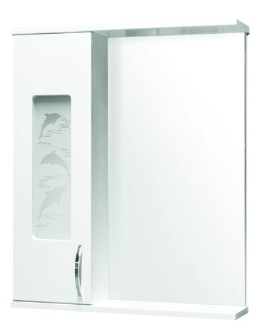 Зеркало-шкаф SANTREK HOME "Дельфин-55" (Белый) Левый 550*687*160