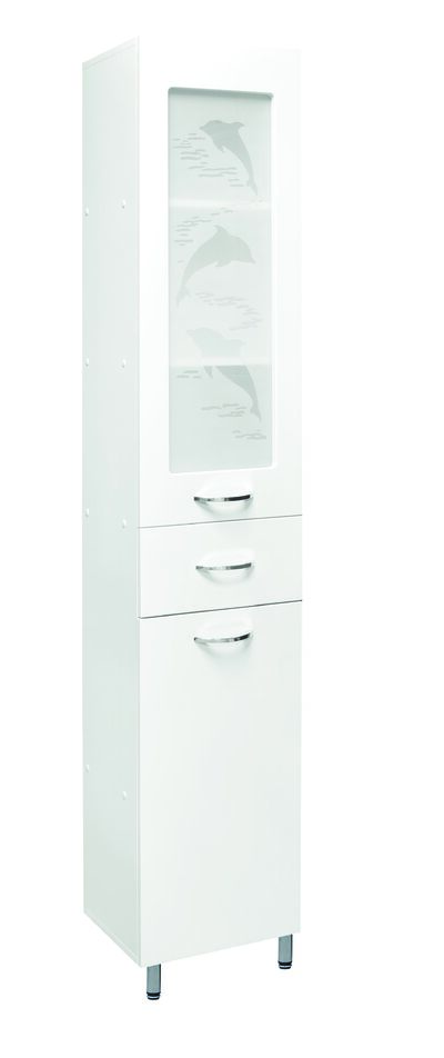 Пенал SANTREK HOME "Дельфин" (Белый) 2 двери 1 ящик Правый 350*1900*300