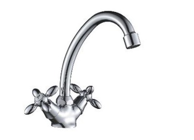DR53012 Смеситель двуручный для умывальника с поворотным изливом, хром DECOROOM