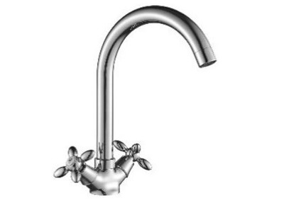 DR53028 Смеситель двуручный для кухни с поворотным изливом, хром DECOROOM
