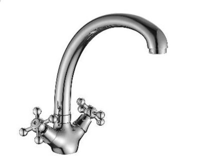 DR54029 Смеситель двуручный для кухни с поворотным изливом, хром DECOROOM