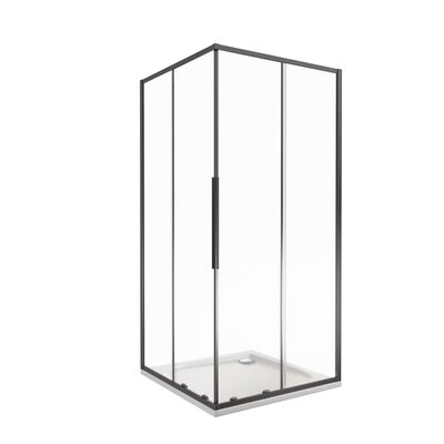 Душ.ограждение GOOD DOOR IDEA CR-80-C-B Г-образное, стекло Прозр 6мм профиль чёрн. (без поддона и автослива) ***