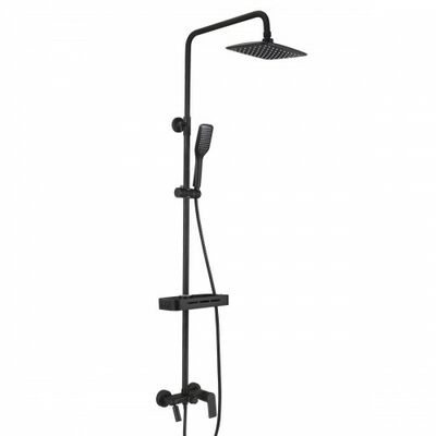 LM7002BL Tropic Смеситель для ванны с верхней душевой лейкой Троп. дождь, поворот. излив, черный LEMARK