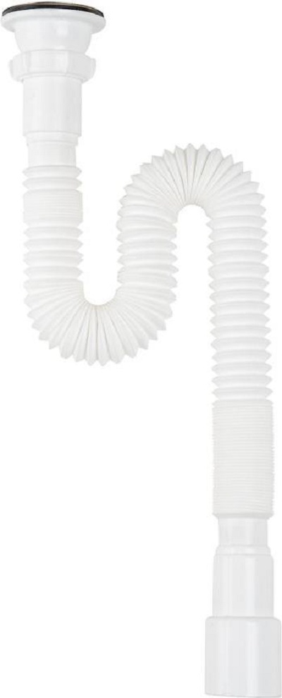 F113-55-MR Гибкая труба с выпуском (гофросифон) Aquant 1 1/2"х40/50 удлинённая с мет.реш. (длина болта 60 мм)