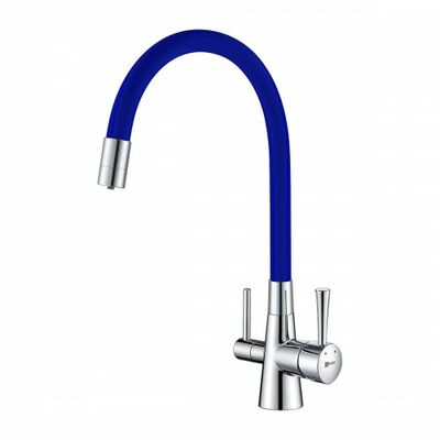LM3075C-Blue Comfort Смеситель для кухни, с гибким изливом, с подключением к фильтру питьевой воды, хром/синий LEMARK