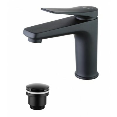 LM3706BL Bronx Смеситель для умывальника монолитный, черный LEMARK