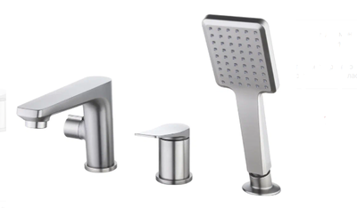 LM3745GM Bronx Смеситель для ванны встраиваемый, на 3 отверстия, с аксессуарами, графит LEMARK