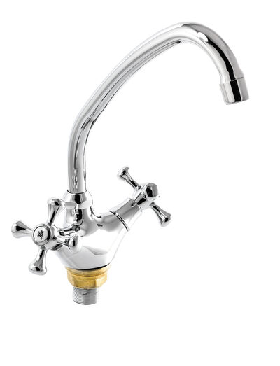 Смеситель Кухня SANTREK AQUA-415 "CLASSIC" 1/2 м/к Крест SL594 (на гайке)