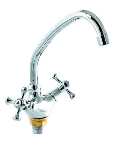 Смеситель Кухня SANTREK AQUA-415 "CLASSIC" 1/2 м/к Крест SL595 (на гайке)