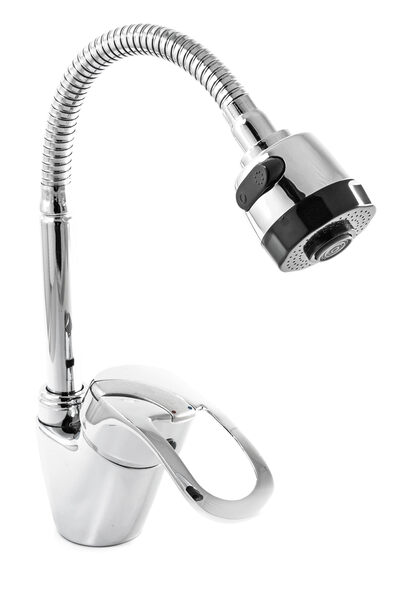 Смеситель Кухня SANTREK AQUA-665 "MODERN" шар.d-40 SB03 гибкий излив (на гайке)