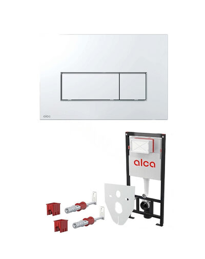 Инсталляция AlcaPlast (набор 4 в1) каркас AM101/1120, кнопка M571-VE-01 (хром-глянец), плита M91, крепеж