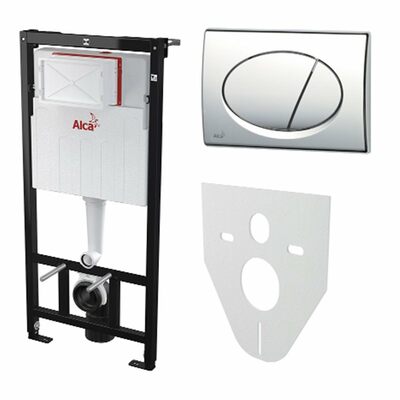 Инсталляция AlcaPlast (набор 4 в1) каркас AM101/1120, кнопка M570 (белая), плита M91, крепеж