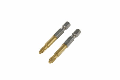 Биты ТУНДРА, намагниченные, сталь S2, 58-60 HRC, TiN, PH2 х 50 мм, 2 шт. 1414804