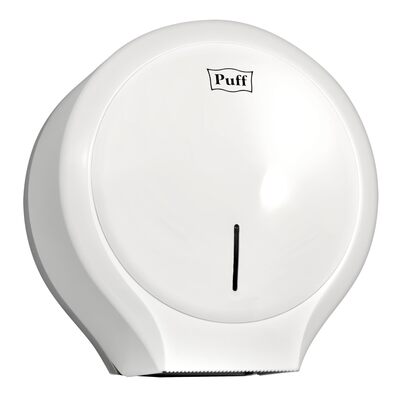 Диспенсер для туалетной бумаги Puff-7135 пластик, БЕЛЫЙ, втулка не менее 45мм, диаметр рулона 24см