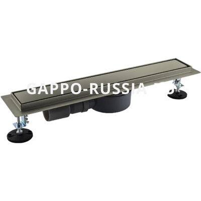 G83007-4 Трап-лоток GAPPO нерж 70*300мм (горизонтальный выпуск,ф40) (сатин) сухой затвор и гидрозатвор, решетка под плитку