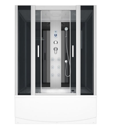 Душевой бокс ER4515TP-C4-RUS 1480*800*2150см,зад.стенка чер.стекло тон 4 мм выс. под.г/м проф.хром. 4к.ER4515TP-C4-RUS