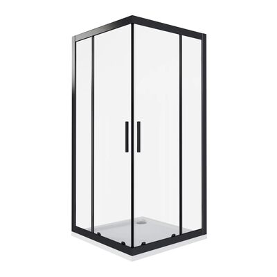 Душ.ограждение GOOD DOOR COFE CR- 100-С-B , Г-образное, стекло Прозрачное 5мм, профиль Чёрный (без поддона и автослива) GOOD DOOR
