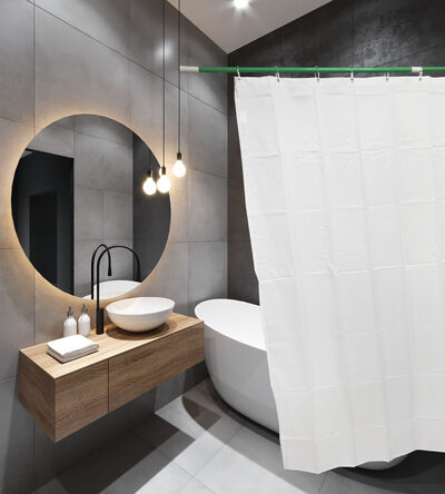 Штора д/ванн SANTREK HOME 180х180 Polyester 60054 с кольцами Белый (П162)