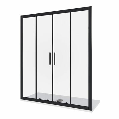 Душ.ограждение GOOD DOOR COFE WTW-TD- 150-С-B Прямое, стекло Прозрачное 5мм, профиль Чёрный (без поддона и автослива)