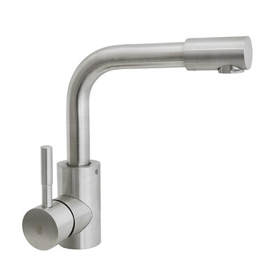 Смеситель Кухня SANTREK AQUA-960 "INOX" шар. d-35 нерж,низкий Г-образный излив